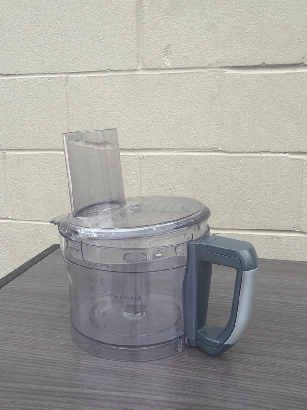 Clear Plastic Food Processor Work Bowl with Gray Handle